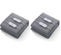 Surmatelas Chauffant 160 x 140 cm Avec Arrêt Automatique, 4 Niveaux de Température Et 2 Zones de Température Avec Contrôleur Amovible, Chauffage Rapide, Fixation Facile sur Le Matelas (Lot de 2)