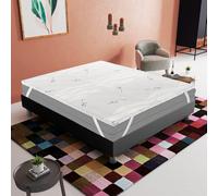 Surmatelas, correcteur de fermeté, hauteur de 5 cm, rend le matelas moins ferme, plus moelleux, housse argentée antibactérienne, housse amovible et lavable en machine