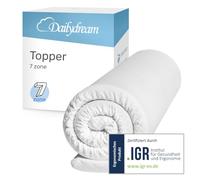 Surmatelas Dailydream 120 x 200 cm | Mousse de Confort 7 Zones | 6 cm d'épaisseur | H1/2 | Édition 7-Zones, modèle M/L | pour Matelas, canapé ou lit de Camp | Antidérapant avec Points de Fixation