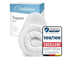 Surmatelas Dailydream 140 x 190 cm | Mousse à mémoire de Forme | 7 cm d'épaisseur | Édition Pure, modèle L | Ergonomique pour Matelas inconfortables, sommiers tapissiers et Lits d'appoint