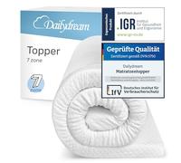 Surmatelas Dailydream 90 x 200 cm | Mousse de Confort 7 Zones | 6 cm d'épaisseur | H1/2 | Édition 7-Zones, modèle M/L | pour Matelas, canapé ou lit de Camp | Antidérapant avec Points de Fixation