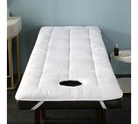 Surmatelas De Lit Pliable pour Salon De Beauté Couvre-Matelas De Massage avec Trou pour Respirer Protège-Matelas De Table De Massage À Tête Carrée pour Lit De Spa,Blanc,60x180cm