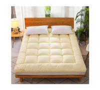 Surmatelas en duvet et plumes - Matelas futon doux et respirant avec 4 bandes élastiques d'ancrage - Tapis à ressorts pliable - Jaune - Lit double 120 x 200 cm