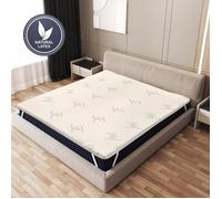The White Stone Surmatelas en Latex Naturel 90 x 190 cm | Housse en Bambou Respirante, Antiallergique et Amovible | Épaisseur 5 cm | Surmatelas Correcteur avec Élastiques de Maintien aux Coins