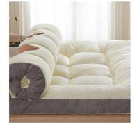 Surmatelas en velours épais pour grand lit - Alèse d'hiver chaude et douce avec 4 bandes élastiques - Matelas futon japonais respirant - Blanc - 150 x 200 cm - Confort et soutien