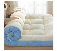 Surmatelas en velours épais pour grand lit - Alèse d'hiver douce avec 4 bandes élastiques respirante, tapis futon japonais bleu, 150 x 200 cm, confort et soutien