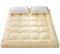 Surmatelas futon épais pour lit double - Surmatelas de sol matelassé avec rembourrage alternatif en duvet, idéal pour chambres d'amis (jaune, 120 x 200 cm)