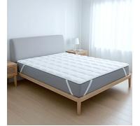 Surmatelas rembourré effet hôtel - THE WHITE STONE - 140x190 - Ouate 500 g/m² - Microfibre respirante - Élastiques coins