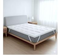 Surmatelas rembourré effet hôtel - THE WHITE STONE - 160 x 190 cm - 800 g/m² - Microfibre respirante - 10 cm