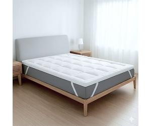 Surmatelas rembourré effet hôtel - THE WHITE STONE - 80 x 190 cm - Remb. 800 g/m² - Microfibre respirante - Élastiques maintien