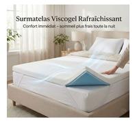 Surmatelas Viscogel mémoire de forme rafraîchissant 150 x 190 cm , Épaisseur 4 cm, confort équilibré - Fabriqué en Espagne