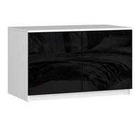 Surmeuble pour armoire AKORD S90 Blanc 90 cm 2 portes façade Noir Brillant 2 étagères 90x51x55 cm Blanc / Noir Brillant G