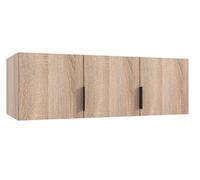 Surmeuble pour armoire, meuble de rangement avec 3 portes coloris Imitation chêne - Longueur 120 x Hauteur 40 x Profondeur 54 cm - -