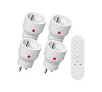 SURNICE Lot de 4 Mini Prises Programmable Telecommande sans Fil, 80M de Distance de Contrôle Dans la Zone Ouverte, Puissance dissipée faible, 2300W, 10A, 1 piles CR2032 gratuite, Blanc