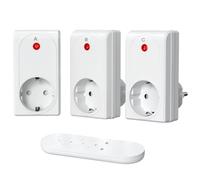 SURNICE Lot de prises télécommandées avec télécommande - 2000 W - Portée de 80 m - 3 + 1 - Fonction d'auto-apprentissage pour décorations de fête - Programmables et extensibles