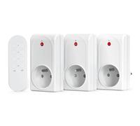 SURNICE Prise Programmable Telecommande sans Fil, 3 Prises Électriques et 1 Télécommande, Portée 80M, Fonction All on All Off, 230V, 1 Piles CR2032 Gratuite