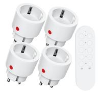 SURNICE Prises télécommandées avec télécommande, 2300 W, prise compacte 4+1, Plug & Play, programmable et extensible, interrupteur sans fil, prise radio pour décoration de vacances, blanc