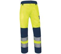 Surpantalon à taille élastique haute visibilité Classe 2 Delta Plus jaune/bleu marine, taille L longueur 80cm