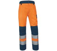Surpantalon à taille élastique haute visibilité Classe 2 Delta Plus orange/bleu marine, taille L longueur 80cm