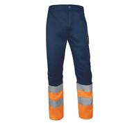 Surpantalon à taille élastique haute visibilité de classe 1 Delta Plus bleu marine/orange, taille 2XL longueur 82cm
