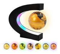 Surplex Globe lumineux flottant avec 7 lumières LED de couleur, globe rotatif automatique en forme de C, carte du monde en lévitation de champ magnétique, décoration éducative pour la maison, le