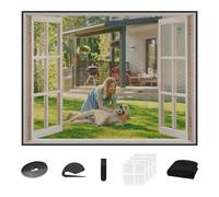 Surplex Moustiquaire pour Fenêtre 150x180m, Filet Anti-Insectes Découpable sur Mesure, Protection Anti-Moustiques et Anti-Mouches, avec Bandes Auto-Adhésives + Outil de Coupe, sans Perçage, 1 Pcs