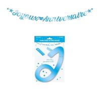 SURPRISEZ VOUS Guirlande de Lettres Joyeux Anniversaire Métallique - 6 m - Couleur Bleu