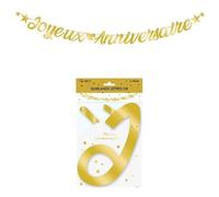 SURPRISEZ VOUS Guirlande de Lettres Joyeux Anniversaire Métallique - 6 m - Couleur Or