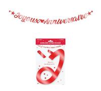 SURPRISEZ VOUS Guirlande de Lettres Joyeux Anniversaire Métallique - 6 m - Couleur Rouge