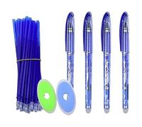 Surtep Stylos Effaçables Rechargeables 4 + 50 Recharges, Bleu | Encre gel thermosensible, s'efface par friction à partir de 65 °C · 0,5 mm · rechargeable · sans résidus