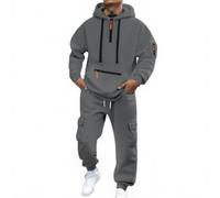 Survêtement Homme Demi Zipper Sweat à Capuche et Jogging Pantalon Décontracté Ensemble 2 Pièces Chaud et Confortable Survêtements Ample Respirant Manches Longues Sweatshirts pour Sport Automne Hiver