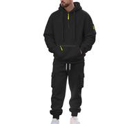 Survêtement Homme Demi Zipper Sweat à Capuche et Jogging Pantalon Décontracté Unie Ensemble 2 Pièces Chaud et Confortable Survêtements Respirant Manches Longues Sweatshirts pour Sport Automne Hiver