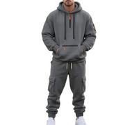 Survêtement Homme Demi Zipper Sweat à Capuche et Jogging Pantalon Décontracté Unie Ensemble 2 Pièces Chaud et Confortable Survêtements Respirant Manches Longues Sweatshirts pour Sport Automne Hiver