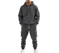 Survêtement Homme Demi Zipper Sweat à Capuche et Jogging Pantalon Ensemble 2 Pièces Chaud et Confortable Survêtements Unie Décontracté Respirant Manches Longues Sweatshirts pour Travail Automne Hiver