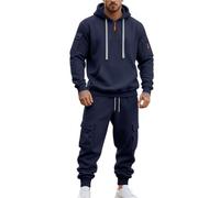 Survêtement Homme Demi Zipper Sweat à Capuche et Jogging Pantalon Ensemble 2 Pièces Chaud et Confortable Survêtements Unie Décontracté Respirant Manches Longues Sweatshirts pour Travail Automne Hiver