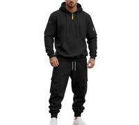 Survêtement Homme Demi Zipper Sweat à Capuche et Jogging Pantalon Ensemble 2 Pièces Chaud et Confortable Survêtements Unie Décontracté Respirant Manches Longues Sweatshirts pour Travail Automne Hiver