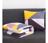 Surwin Couverture et Oreiller de Voyage, Style Simple Oreiller Couverture 2 en 1, Convertible en Coussin Couvre Lit Courtepointe Léger pour Avion Voiture Bureau (120x160cm,Style géométrique)