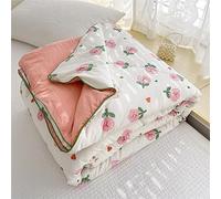 Surwin Couvre Lit Matelassé Réversible Courtepointe Imprimée Fleurs Pastorales Couleur Unie Doux Confort Dessus de Lit 2 Personnes, Mieux pour Eté, Lavable en Machine (Rose Rose,200x230cm)