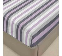 Surwin Drap Housse 160 x 200, Rayure Gris Violet Imprimé Draps Housses en Microfibre, Doux Protege Matelas avec Une Rebord Élastique, Lavable Ajustable Protection Matelas avec Bonnet 30 cm