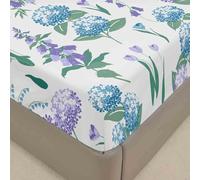 Surwin Drap Housse 180x200, Fleur Bleu Violet Imprimé Draps Housses en Microfibre, Doux Protege Matelas avec Une Rebord Élastique, Lavable Ajustable Protection Matelas avec Bonnet 30 cm