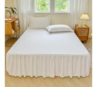 Surwin Drap Housse 40 cm de Hauteur Doux, Jupe de Lit a Volant Couleur Unie, Cache Sommier Élastique Microfibre Haute Qualité, Draps Housses Antidérapant pour Matelas Epais (Blanc,140x200cm)