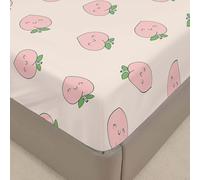 Surwin Drap Housse 90x190,Doux Draps Housses en Microfibre, Imprimé Pêche Drap-Housse avec Une Rebord Élastique pour 30cm Protection de Matelas Épais