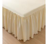 Surwin Drap Housse Doux, Couleur Unie Classique Jupe de Lit a Volant 45 cm de Haut, Cache Sommier Élastique Microfibre, Draps Housses Antidérapant pour Matelas Epais (Beige,180x200cm)