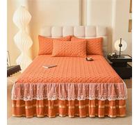 Surwin Drap Housse Doux Couleur Unie, Tout Compris Jupe de Lit a Volant, Cache Sommier Élastique Microfibre Lavable, Draps Housses Antidérapant pour Matelas Epais (Orange,120x200cm)