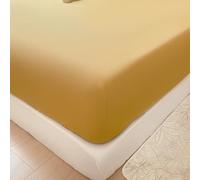 Surwin Drap Housse, Doux Draps Housses Couleur Unie, Lavable Ajustable Housse Matelas avec Bonnet 22 cm, Microfibre Drap-Housse avec Une Rebord Élastique (135x200x22cm,Or)