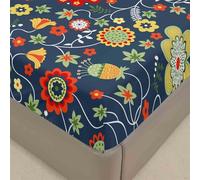 Surwin Drap Housse Imprimé Moderne, Doux Draps Housses, Antidérapant Ajustable Housse Matelas avec Bonnet 30 cm, Microfibre Drap-Housse avec Une Rebord Élastique (Fleuri,160x200+30cm)