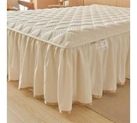 Surwin Drap Housse Moderne Jupe de Lit a Volant Couleur Unie (Blanc1,120x200cm)