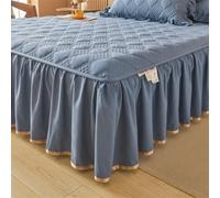 Surwin Drap Housse Moderne Jupe de Lit a Volant Couleur Unie (Bleu1,120x200cm)