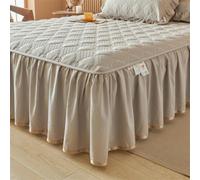 Surwin Drap Housse Moderne Jupe de Lit a Volant Couleur Unie (Gris1,200x220cm)