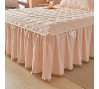 Surwin Drap Housse Moderne Jupe de Lit a Volant Couleur Unie (Rose1,120x200cm)